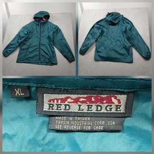 Vintage Red Ledge Hooded Windbreaker Jacket Men's XL Teal Made in Taiwan